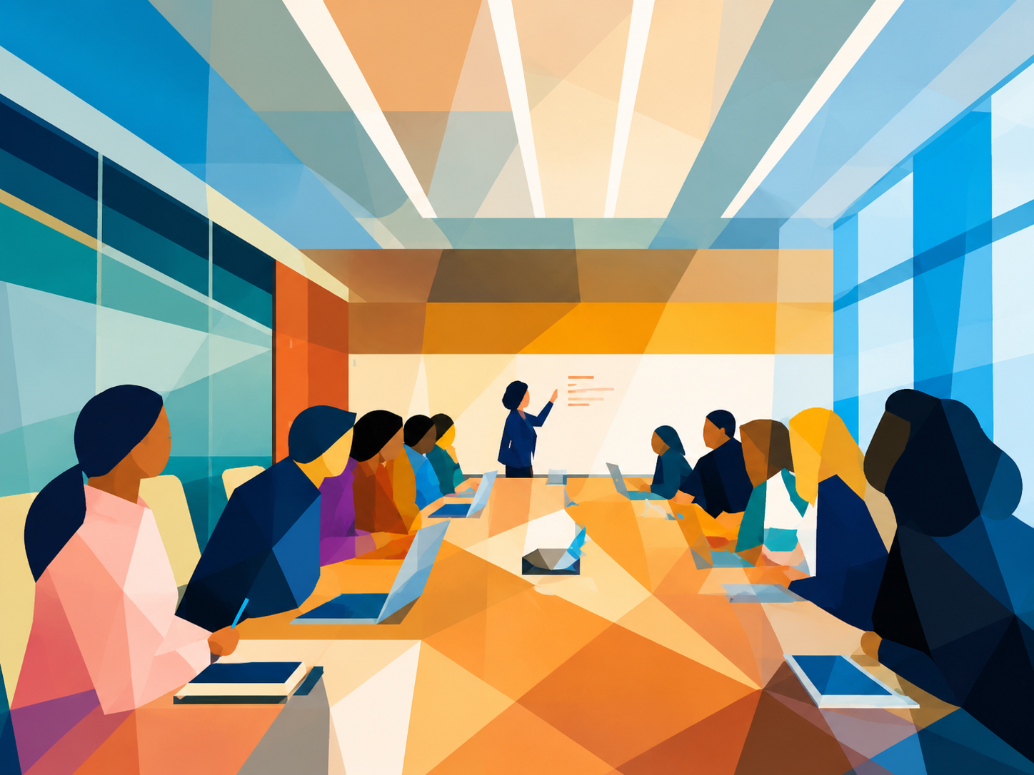 Executive defending strategy under fire in a boardroom interrogation